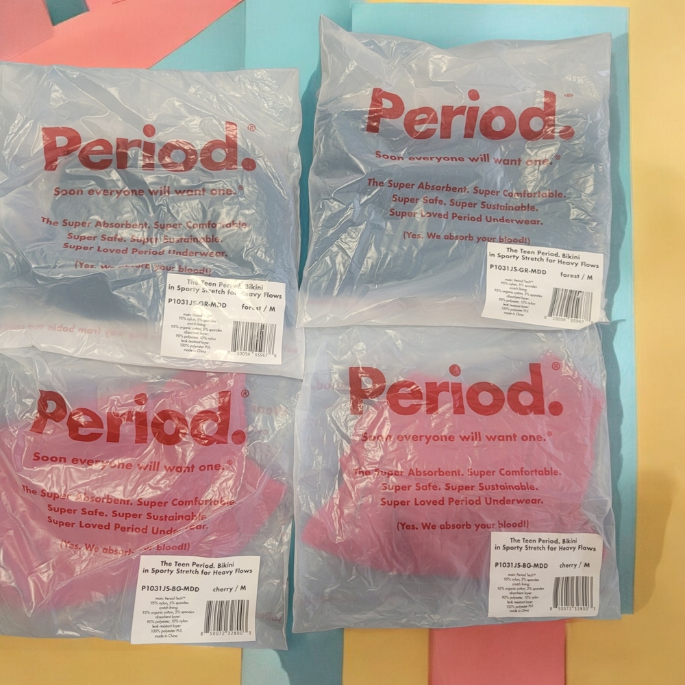 Period. Absorbent Period Underwear Bikini Sporty Stretch, Heavy Flow Teen Medium